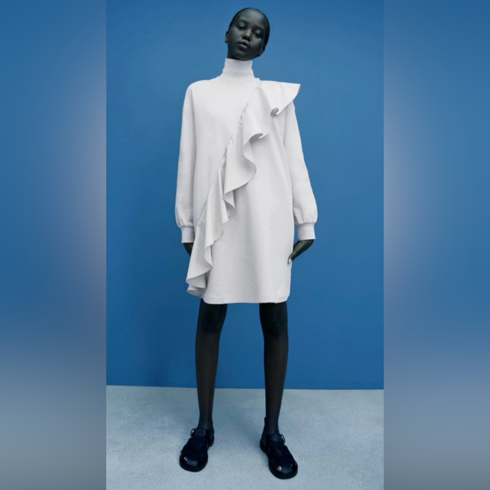 Turtle neck ruffle dress